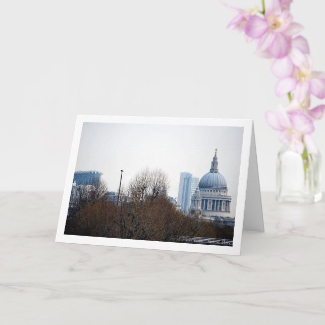 Distant View of St Paul's Cathedral, London Card (Orchid)
