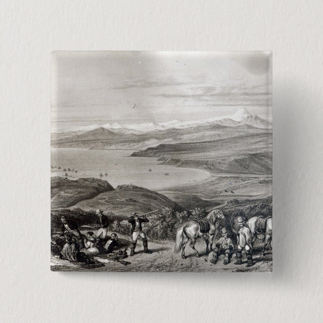 Distant View of the Aconcagua Volcano 15 Cm Square Badge (Front)