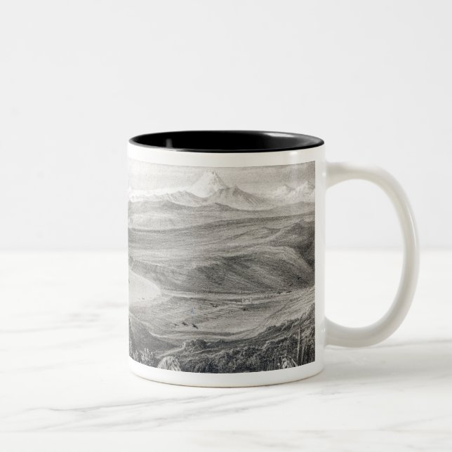 Distant View of the Aconcagua Volcano Two-Tone Coffee Mug (Right)