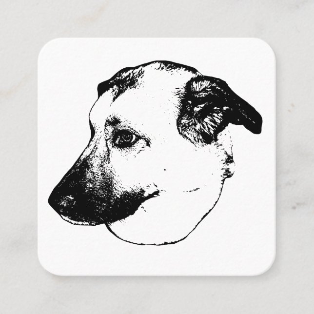 Distinct Mark, Artistic Dog Square Business Card (Front)