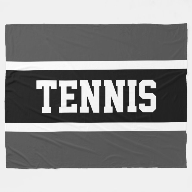 Distinctive Dark Grey Black Stripes TENNIS Text Fleece Blanket (Front (Horizontal))