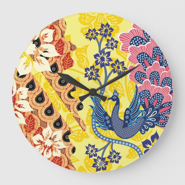 Distinctive Indonesian Batik Motifs Large Clock (Front)