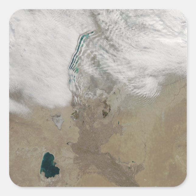 Distinctive lines of clouds square sticker (Front)