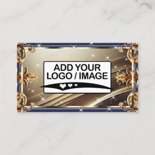 Distinctive Ornate Gold Black Royal Blue with Logo Business Card