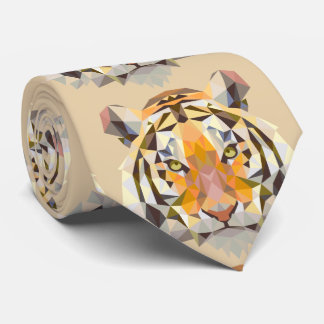 Distinguished gold geometric tiger tie