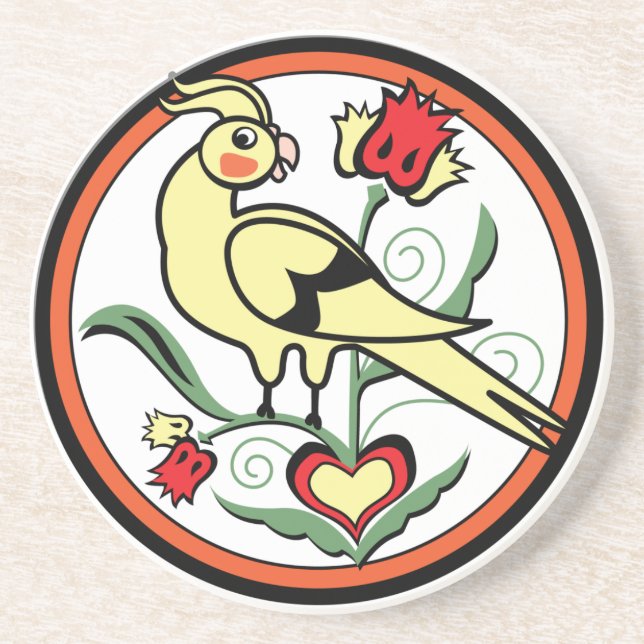 Distlefink Cockatiel Coaster (Front)