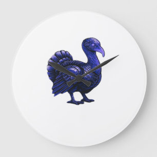 Distopian Turkey Thanksgiving Design Classic T-Shi Large Clock