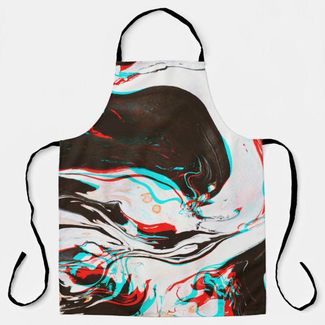 Distorted and glitched texture of marbled ink surf apron (Front)