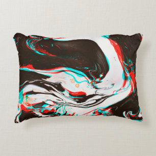 Distorted and glitched texture of marbled ink surf decorative cushion