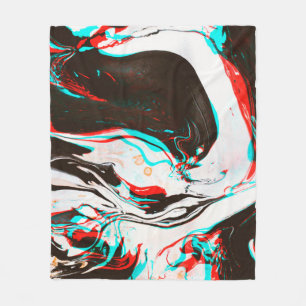 Distorted and glitched texture of marbled ink surf fleece blanket