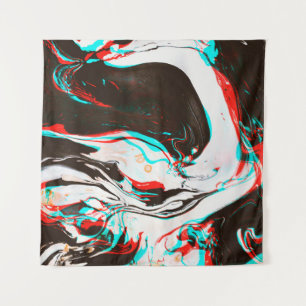 Distorted and glitched texture of marbled ink surf tapestry