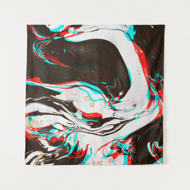 Distorted and glitched texture of marbled ink surf tapestry (Front)