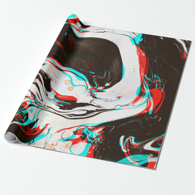 Distorted and glitched texture of marbled ink surf wrapping paper (Unrolled)