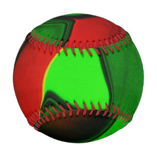 Distorted and strange shapes, red and green colour baseball