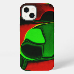 Distorted and strange shapes, red and green colour iPhone 13 case