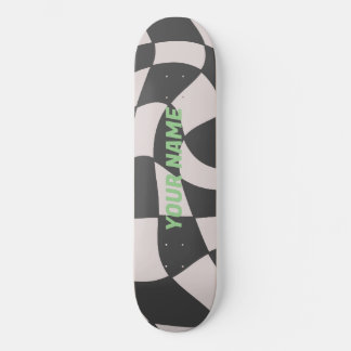 Distorted Black and White Chequerboard Skateboard