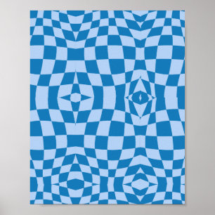 Distorted Chequered Pattern Poster