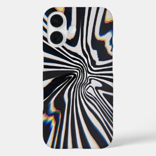 Distorted Line Art Prismatic Glitch iPhone 16 Case