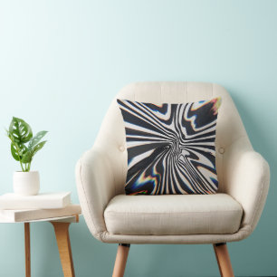 Distorted Line Art Prismatic Glitch Cushion
