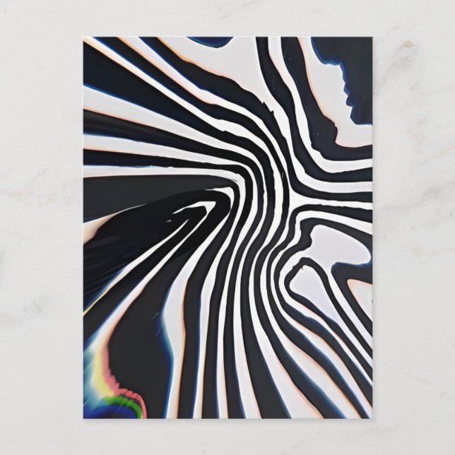 Distorted Line Art Prismatic Glitch Postcard (Front)