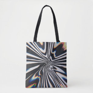 Distorted Line Art Prismatic Glitch Tote Bag