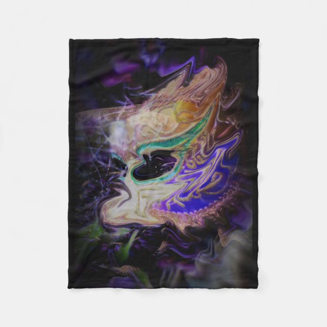 Distorted Mask of Tears Fleece Blanket (Front)