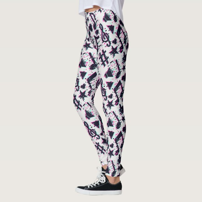 Distorted Musical Notes & Hearts Pattern Leggings (Left)
