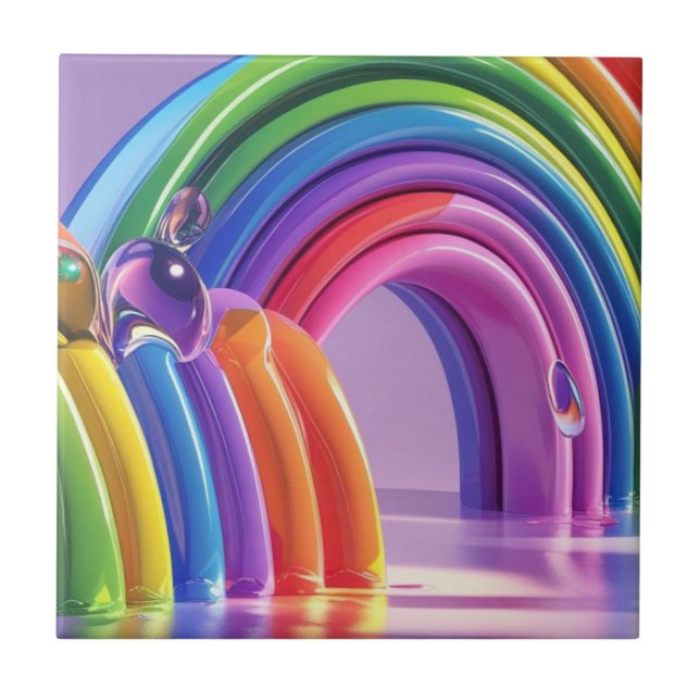Distorted Rainbows Ceramic Tile (Front)