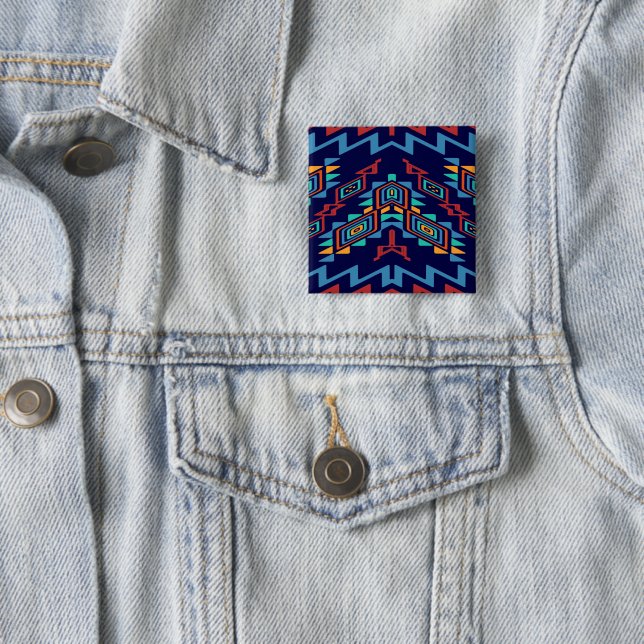 Distorted shapes abstract design 15 cm square badge (In Situ)