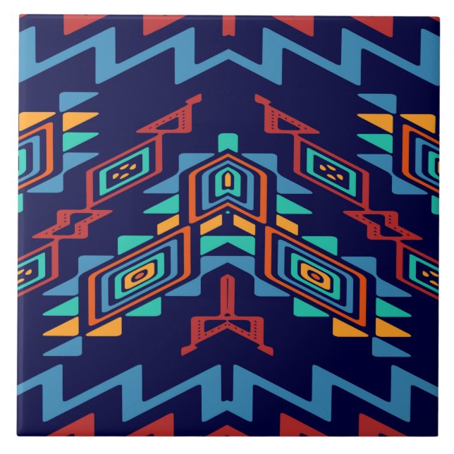 Distorted shapes abstract design ceramic tile (Front)