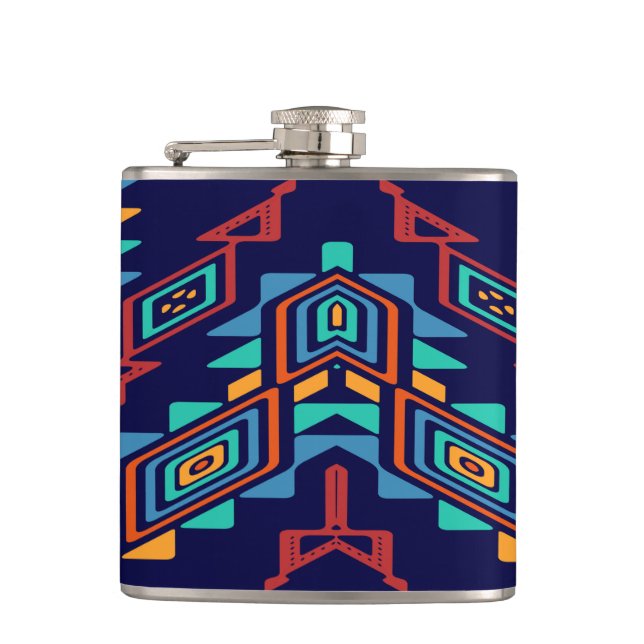 Distorted shapes abstract design hip flask (Front)