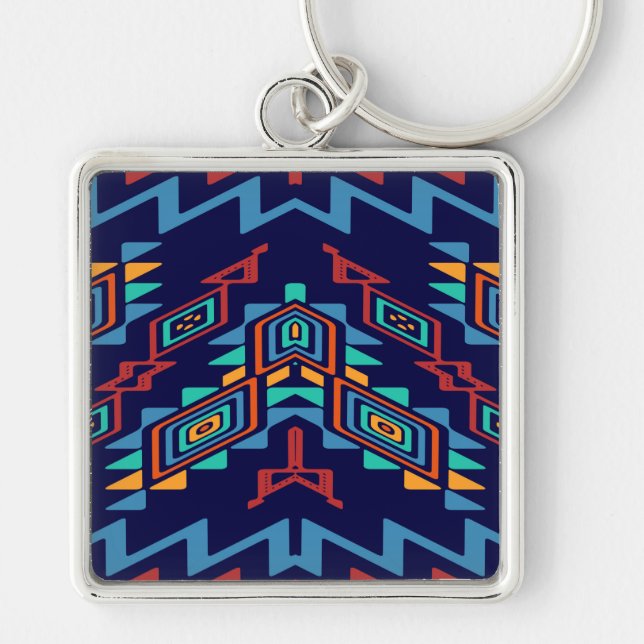 Distorted shapes abstract design key ring (Front)
