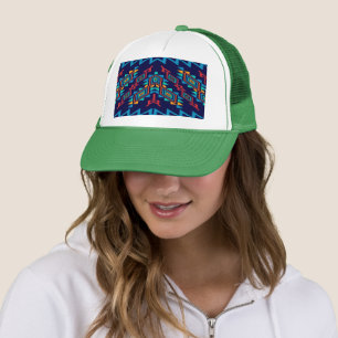 Distorted shapes abstract design trucker hat