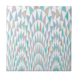 Distorted Triangles Pastel Pattern Ceramic Tile