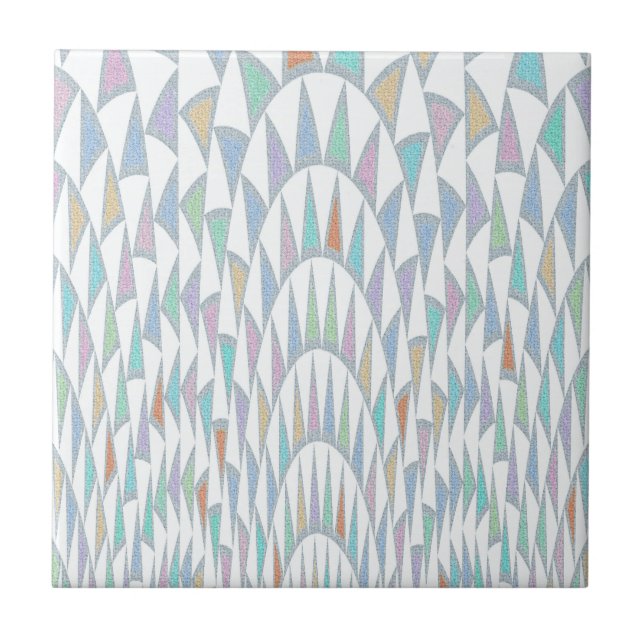 Distorted Triangles Pastel Pattern Ceramic Tile (Front)