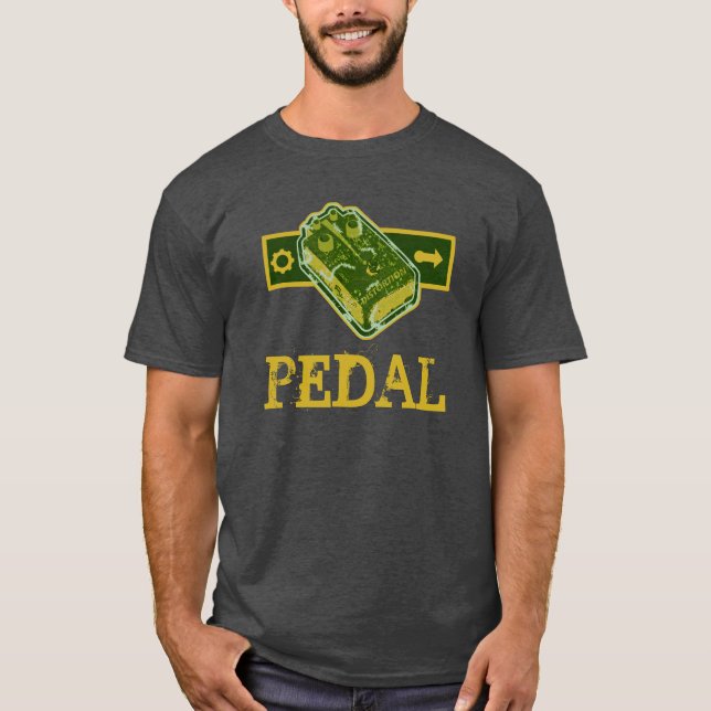 Distortion PEDAL - Green & Mustard Distressed T-Shirt (Front)