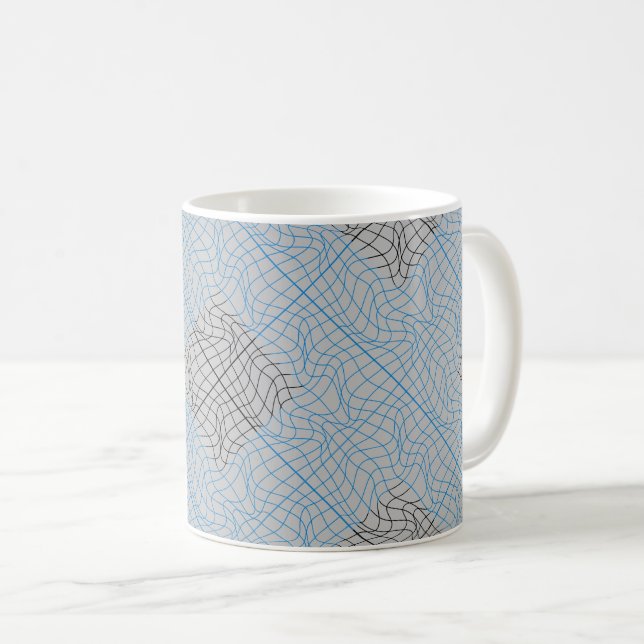 Distortion Wireframe 10 BBK.W OffWhite BG Coffee Mug (Front Right)