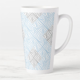 Distortion Wireframe 10 BBK.W White BG Latte Mug