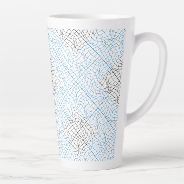 Distortion Wireframe 10 BBK.W White BG Latte Mug (Right)