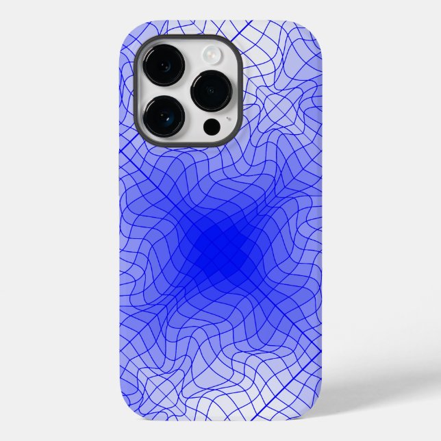 Distortion Wireframe.C01.GBluex4.BBlue Lines Case-Mate iPhone Case (Back)