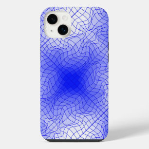 Distortion Wireframe.C01.GBluex4.BBlue Lines iPhone 14 Plus Case