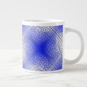 Distortion Wireframe.C01.GBluex4.Black Lines Large Coffee Mug