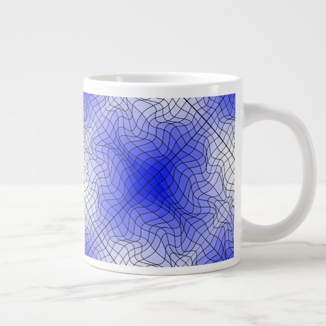 Distortion Wireframe.C01.GBluex4.Black Lines Large Coffee Mug (Right)