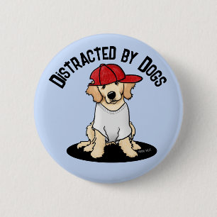 Distracted by Dogs Retriever 6 Cm Round Badge