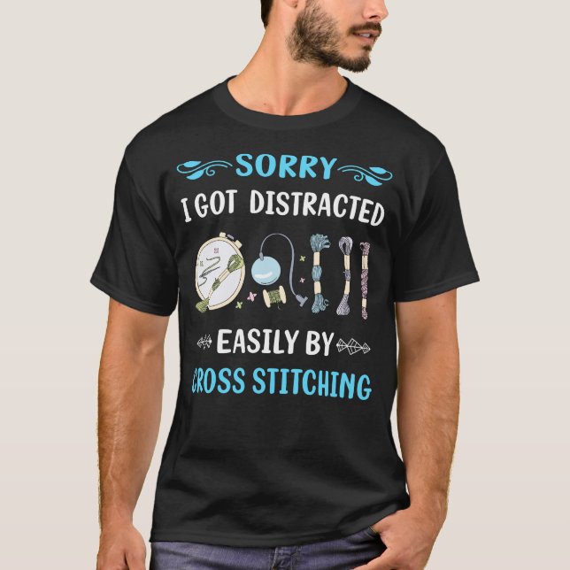 Distracted Cross Stitching T-Shirt (Front)