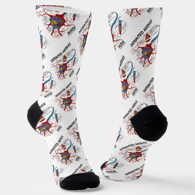 Distracted Nerves Inside Neuron Synapse Humour Socks (Angled)