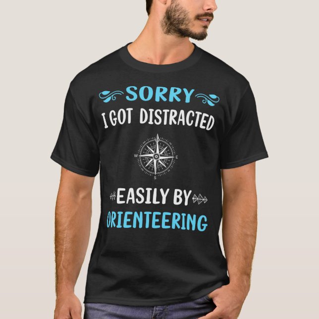 Distracted Orienteering Orienteer Navigation T-Shirt (Front)