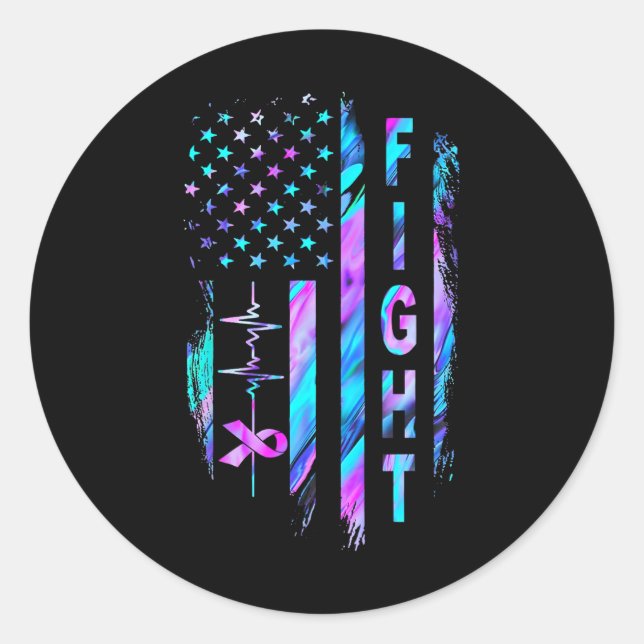 Distress American Flag Fight Suicide Prevention Aw Classic Round Sticker (Front)
