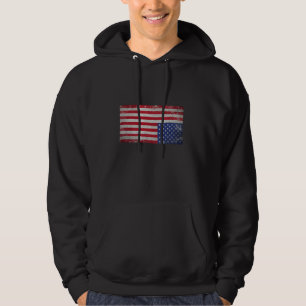Distress American Flag Vintage Reverse Upside Down Hoodie