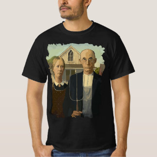Distress American Gothic Famous Painting By Grant  T-Shirt